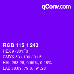 Color code: RGB 115 1 243 | qconv.com