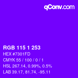 Color code: RGB 115 1 253 | qconv.com