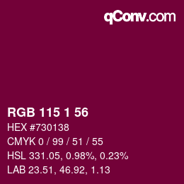 カラーコード: RGB 115 1 56 | qconv.com