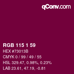カラーコード: RGB 115 1 59 | qconv.com