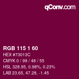 カラーコード: RGB 115 1 60 | qconv.com
