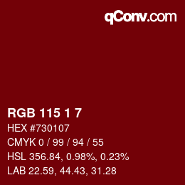 Color code: RGB 115 1 7 | qconv.com