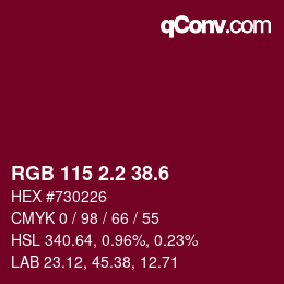 カラーコード: RGB 115 2.2 38.6 | qconv.com