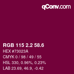 カラーコード: RGB 115 2.2 58.6 | qconv.com