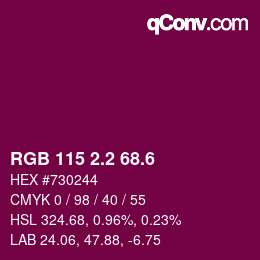 カラーコード: RGB 115 2.2 68.6 | qconv.com