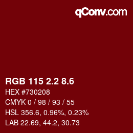 カラーコード: RGB 115 2.2 8.6 | qconv.com