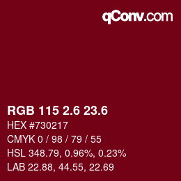カラーコード: RGB 115 2.6 23.6 | qconv.com