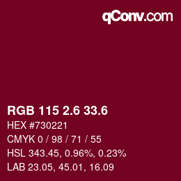 カラーコード: RGB 115 2.6 33.6 | qconv.com