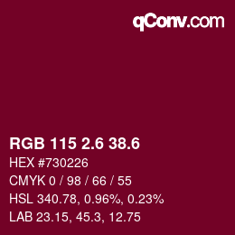 カラーコード: RGB 115 2.6 38.6 | qconv.com