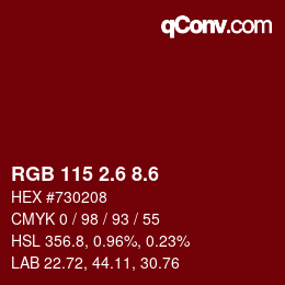 カラーコード: RGB 115 2.6 8.6 | qconv.com