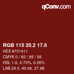 カラーコード: RGB 115 20.2 17.6 | qconv.com