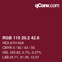 カラーコード: RGB 115 20.2 42.6 | qconv.com