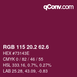 カラーコード: RGB 115 20.2 62.6 | qconv.com