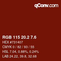 カラーコード: RGB 115 20.2 7.6 | qconv.com
