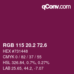 カラーコード: RGB 115 20.2 72.6 | qconv.com