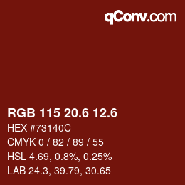 カラーコード: RGB 115 20.6 12.6 | qconv.com