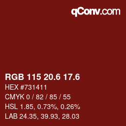 カラーコード: RGB 115 20.6 17.6 | qconv.com