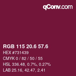 カラーコード: RGB 115 20.6 57.6 | qconv.com