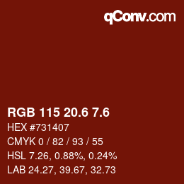 カラーコード: RGB 115 20.6 7.6 | qconv.com