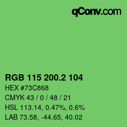 カラーコード: RGB 115 200.2 104 | qconv.com