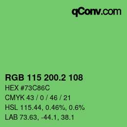 カラーコード: RGB 115 200.2 108 | qconv.com
