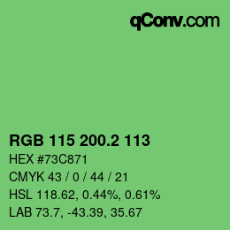 カラーコード: RGB 115 200.2 113 | qconv.com