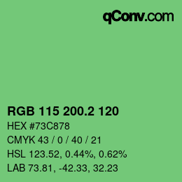 カラーコード: RGB 115 200.2 120 | qconv.com