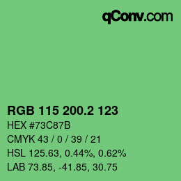 カラーコード: RGB 115 200.2 123 | qconv.com