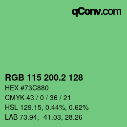 カラーコード: RGB 115 200.2 128 | qconv.com