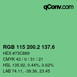 カラーコード: RGB 115 200.2 137.6 | qconv.com