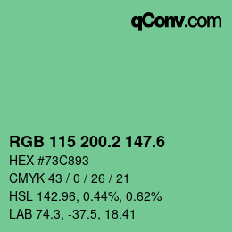 カラーコード: RGB 115 200.2 147.6 | qconv.com
