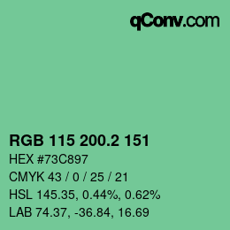 カラーコード: RGB 115 200.2 151 | qconv.com