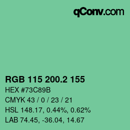 カラーコード: RGB 115 200.2 155 | qconv.com