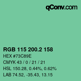 カラーコード: RGB 115 200.2 158 | qconv.com