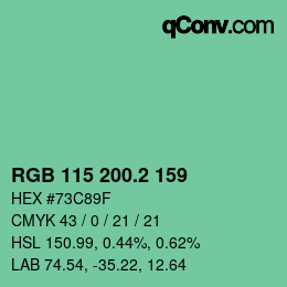 カラーコード: RGB 115 200.2 159 | qconv.com