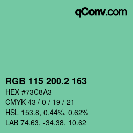 カラーコード: RGB 115 200.2 163 | qconv.com