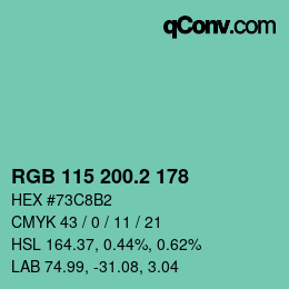 Color code: RGB 115 200.2 178 | qconv.com