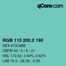 カラーコード: RGB 115 200.2 190 | qconv.com