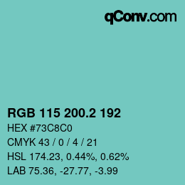 カラーコード: RGB 115 200.2 192 | qconv.com