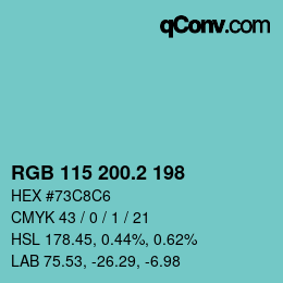 Color code: RGB 115 200.2 198 | qconv.com