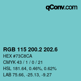 カラーコード: RGB 115 200.2 202.6 | qconv.com