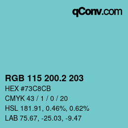 カラーコード: RGB 115 200.2 203 | qconv.com