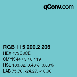 カラーコード: RGB 115 200.2 206 | qconv.com
