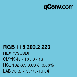カラーコード: RGB 115 200.2 223 | qconv.com