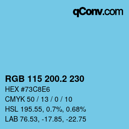 カラーコード: RGB 115 200.2 230 | qconv.com