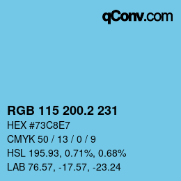 カラーコード: RGB 115 200.2 231 | qconv.com