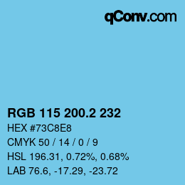 カラーコード: RGB 115 200.2 232 | qconv.com