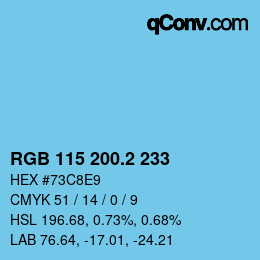 カラーコード: RGB 115 200.2 233 | qconv.com