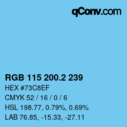 カラーコード: RGB 115 200.2 239 | qconv.com