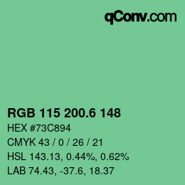 カラーコード: RGB 115 200.6 148 | qconv.com